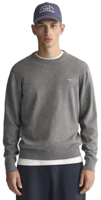 Image de Gant Pull-over col rond gris uni coton coupe normale