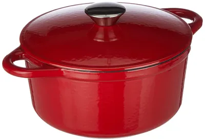 Zdjęcie produktu dla Okrągły garnek żeliwny z pokrywką, 21 cm, kolor czerwony