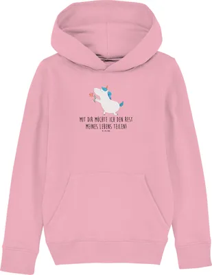 Produktbild von Mr. & Mrs. Panda Kinderpullover Einhorn Blume 12-14 Jahre (152/164) - Baumwolle Pink - Geschenk, Hoody, Unicorn, Sweatshirt, Hoodie, Freundin, Einhörner, Liebe, Sweater