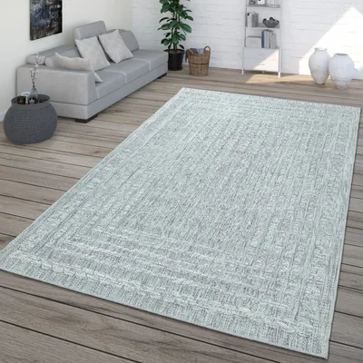 Produktbild von TT Home In- & Outdoor-Teppich, Flachgewebe Mit Skandi-Design Und Sisal-Optik In Grau Größe 80x150 cm