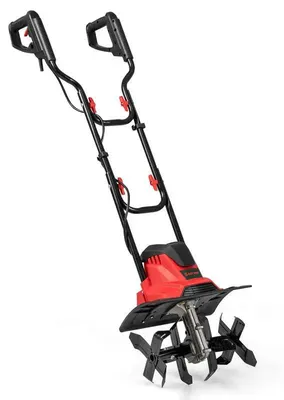 Obrázok produktu pre Elektrická kultivátorka – záhradný kultivátor – pracovná šírka 36 cm, pracovná hĺbka 22 cm, 380 otáčok za minútu, skladacia riadiaca tyč, bezpečnostná rukoväť, červená