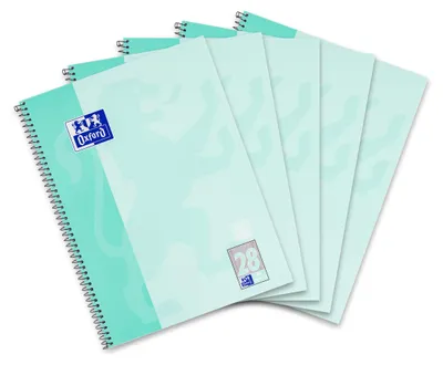 Productafbeelding van Oxford collegeblokken A4, geruit, 80 bladen, genoteerd, mintgroen, 5 stuks