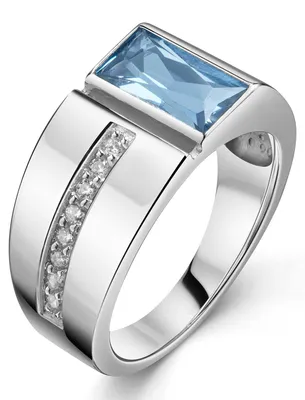 Produktbild von MATERIA Damen Bandring Silber 925 mit Zirkonia blau - Ring Schmuck rhodiniert Ringgröße 51 54 56 57 59 62 SR-151