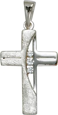 Produktbild von JOBO Anhänger Kreuz 925 Sterling Silber rhodiniert teileismatt 3 Zirkonia