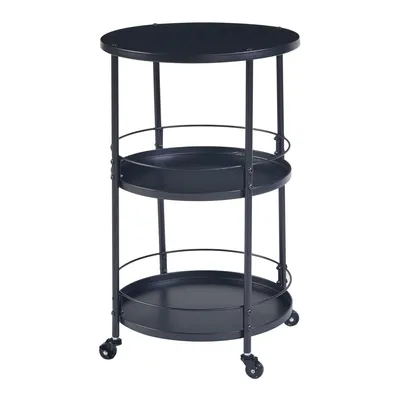 Image de Chariot de service 'Munkedal' avec 3 étagères Métal 75 x Ø45 cm Noir