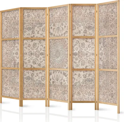 Produktbild von 5-teiliger Einseitiger Vlies Japanischer Paravent - Desert Nights - Ornamented Persian Carpet in Muted Colors 225x172 cm Muster n-C-10044-bh-b