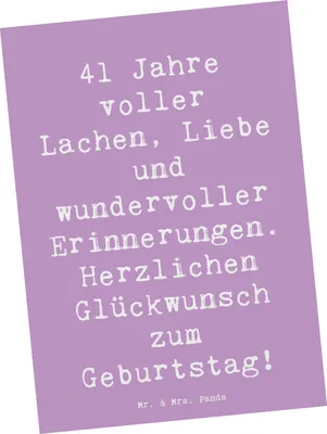 Produktbild von Mr. & Mrs. Panda Postkarte Spruch 41. Geburtstag Freude - Lavendeltraum - Geschenk, Lachen, Geburtstagsgruß, Postkarten, Grußkarte, Ansichtskarte, Fotokarte, Erinnerungen