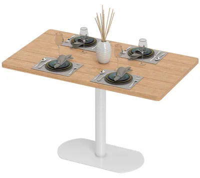 Produktbild von Rechteckiger Esstisch fš¹r 6 Personen, 120 x 70 x 75 cm, Kš¹chentisch mit dickem Gestell und Tischplatte aus wei?er Eiche.