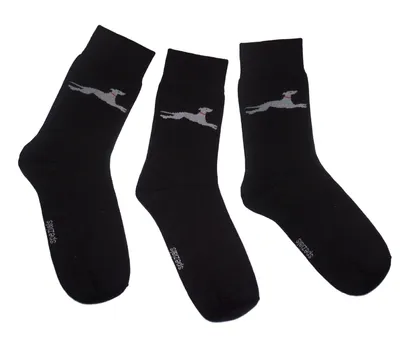 Produktbild von Herren Business Socken 3-er Pack aus Baumwolle Windhund Schwarz Größe 43-46