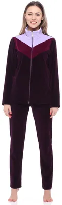 Produktbild von Merry Style Damen Velours Freizeitanzug Hausanzug MSMG001 (Dunkelviolett/Pflaume/Hellviolett(1729), 6XL)