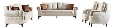 Produktbild von Sofagarnitur Wohnzimmer Set 3-Sitzer Sofa Sessel Beige  2tlg. 3+1