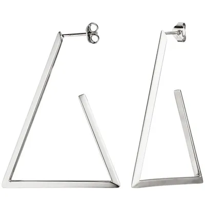 Immagine prodotto di Orecchini a cerchio in argento, orecchini in argento, orecchini a semicerchio triangolari in argento 925, altezza 49 mm, 7,2 grammi