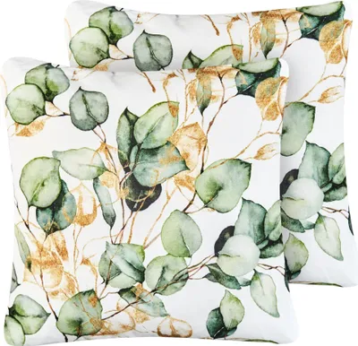 Obrázek produktu pro BELIANI Sada 2 venkovních dekorativních polštářů vícebarevná polyester 45 x 45 cm se vzorem listů zahrada příslušenství