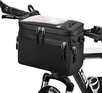 Image de Sacoche de guidon de vélo Sacoche de tube avant de vélo Sacoche d'épaule Sac de transport Sac noir pour accessoires de vélo
