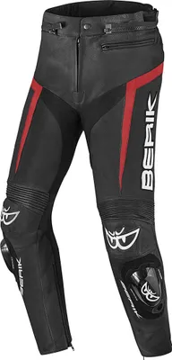 Image de Berik Misle pantalon en cuir de moto, noir/rouge, 60