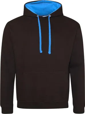 Produktbild von Just Hoods JH003 | Varsity Herren Hoodie / Kaputzenpullover - Farbe: Jet Black/Sapphire Blue - Größe: XS