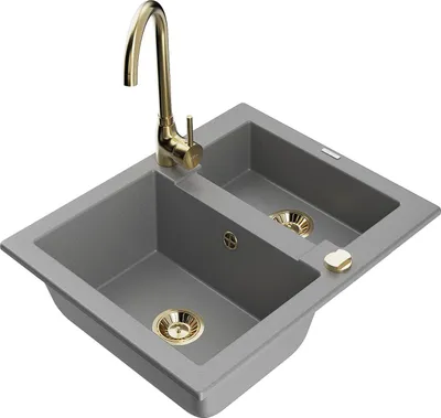 Image de Évier Carlos en granit 1,5 avec mitigeur Telma, gris (6518-71-670200-50)