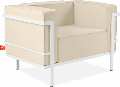 Produktbild von KONSIMO GARTENSESSEL Stahlgestell "TRIGLO" Weiß/Cremeweiß, Stahl/Polyester/Schaumstoff, Modern, 99x70x69 cm