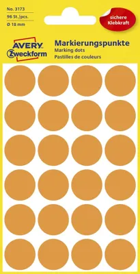 Image de 10x Avery Zweckform® 3173 Points de repère Ø 18 mm 4 feuilles/96 étiquettes orange vif