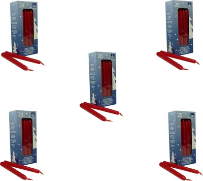 Produktbild von 100 Baumkerzen selbstlöschend Rot (5x20 Stk.) Gies Kerzen