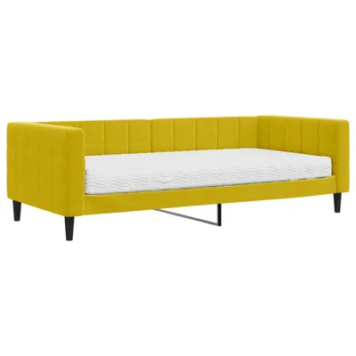 Zdjęcie produktu dla VidaXL 3196672, sofa rozkładana, Żółty, Pianka, Metal, Poliester, Drewno, 2230 mm, 1000 mm