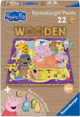 Produktbild von 22 Teile Ravensburger Kinder Holz Puzzle Wooden Peppa Pig Freundschaftsparty + 5 Figuren 12004082