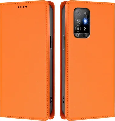 Produktbild von Handyhülle für Oppo A94 5G, Kunstleder Klapphülle Stoßfeste Magnetische Hülle mit Ständer Orange