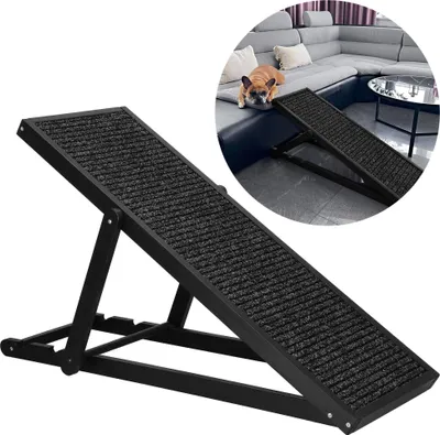 Zdjęcie produktu dla Springos® Drewniana rampa dla psów platforma z regulacją wysokości 3-stopniowa rampa 103 x 35,5 cm maks. obciążenie 60 kg Składana