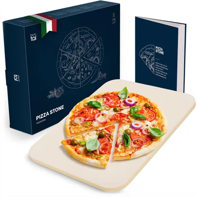 Pizzastein aus Cordierit, eckig, 38 x 30 cm, bis 900 °C, für Ofen und Grill