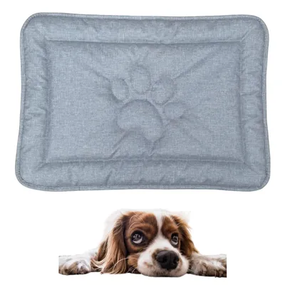 Produktbild von DOTTY Hundematte mit Pfotenmotiv – Hellgrau – Größe S (60×45 cm) – rutschfeste, wasserdichte Hundeliege – waschbares Hundebett für kleine Hunde