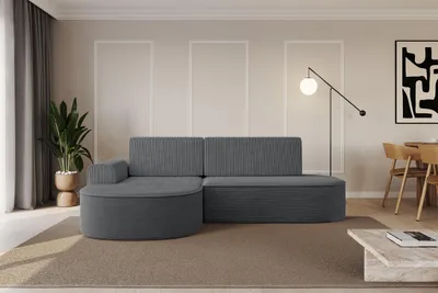 Produktbild von ALTDECOR Ecksofa mit Schlaffunktion und Bettkasten MARI-L1-S - 283x167x73cm Dunkelgrau - Corner Sofa Eckcouch Couch L-Form, links/rechts angeordnet Schlafcouch Ausziehbar Wohnlandschaft