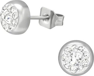 Produktbild von Ohrstecker Rund 5 mm aus Hochglanzpoliertem Chirurgenstahl mit Kristall Silber Unisize Maxte
