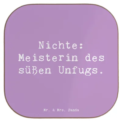 Produktbild von Mr. & Mrs. Panda Tischuntersetzer Spruch Nichte Meisterin - Lavendeltraum - Geschenk, Familie, Untersetzer für Gläser, Verwandtschaft, gläseruntersetzer, Holzuntersetzer