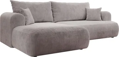 Obrázek produktu pro Selsey Ovo Cord - Rohová pohovka s funkcí spaní, lůžková skříň, tkanina kord, levá, světle šedá