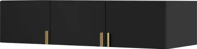 Kleiderschrank, Drehtürenschrank Schwarz mit Ablageflächen und Kleiderstangen Breite 150 cm