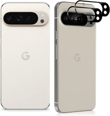 Two views of a smartphone with a camera lens protector kit.