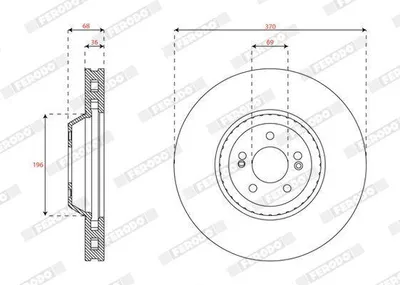 Obrázok produktu pre 2x FERODO brzdový kotúč DDF2521C-1 70 mm 16 05 kg 370 mm
