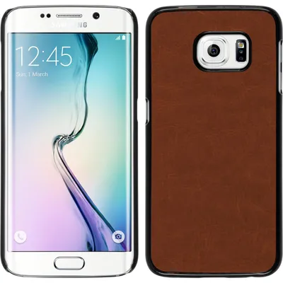 Produktbild von PhoneNatic Case kompatibel mit Samsung Galaxy S6 Edge - Hülle braun Lederoptik Hard-case + flexible Folie