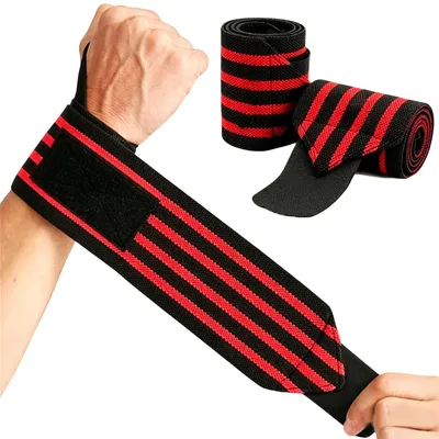 Produktbild von Handgelenk Bandagen Wrist Wraps 50cm Handgelenkbandage fuer Fitness, Handgelenkstuetze, Bodybuilding, Kraftsport & Crossfit(Rot)