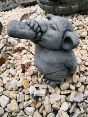 Produktbild von Steinguss Deko Gartenfigur Troll der Trinker