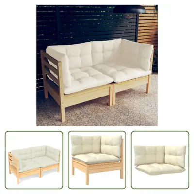 Produktbild von The Living Store 2-Sitzer-Gartensofa mit Creme Kissen Massivholz Kiefer