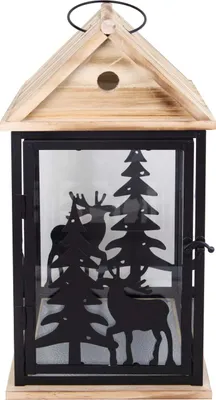 Produktbild von TrendLine Deko Holz Laterne Winter 40 x 21 x 21 cm schwarz