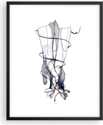 Produktbild von Gerahmtes Poster - Schwarzer Rahmen - Hände Surrealismus Grafik - 40x50 cm - Wand Bild - Wanddeko - Wandbilder - Kunstposter - Wandposter - Bilderrahmen - Bilder - Kunstdruck - P2BPA40x50-4447