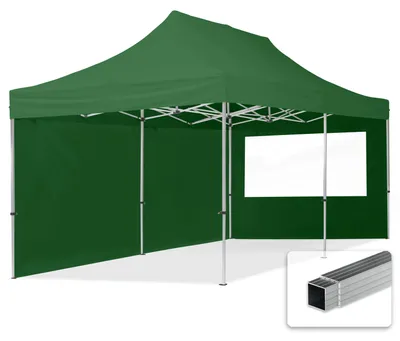 Produktbild von TOOLPORT 3x6m Aluminium Faltpavillon, inkl. 2 Seitenteile, dunkelgrün