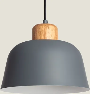 Produktbild von Pendelleuchte aus Metall und Holz Wawak Grau