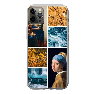 Produktbild von MuchoWow® Handyhülle Schutzhülle Hülle für iPhone 13 Pro Max Milchmädchen - Mädchen mit Perlenohrring - Collage Silikon Softcase Handy Hülle - Mobiltelefon