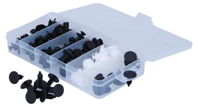 Productafbeelding van 100 bevestigingsclips voor auto's, popnagels, in 6 verschillende maten, geschikt voor carrosserie, spatborden, bekleding, motorkap en dashboard
