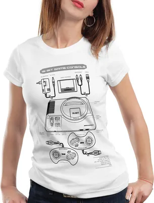 Produktbild von style3 Mega 16-Bit Damen T-Shirt Gamer Classic Retro Konsole Sonic Drive, Farbe:Weiß, Größe:2XL