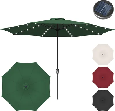 Immagine prodotto di Ombrellone Hengda Ø350cm Ombrellone UV40+ Ombrellone da giardino Terrazza Giardino Protezione UV LED Solare, Rosso
