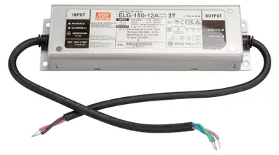Produktbild von MEANWELL ELG-150-12A-3Y, AC-DC LED-Installationsnetzteil, Metallgehäuse, IP65 120W 12V 10A CV+CC + PE